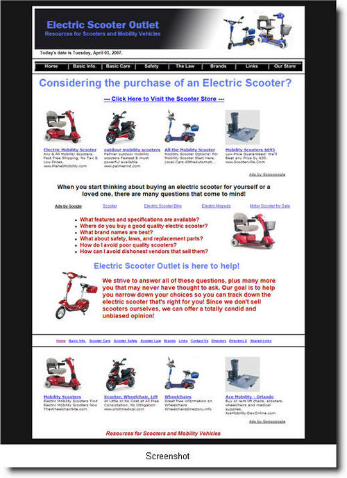Product picture AdSense Site - Electric Scooters plr